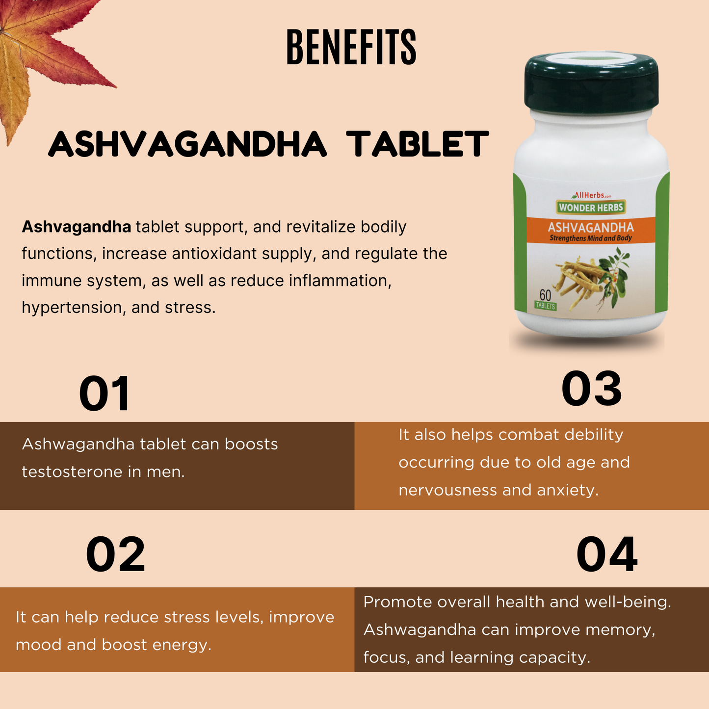 Ashwagandha Tablet / Indian ginseng tablet - (withania somnifera)-AH