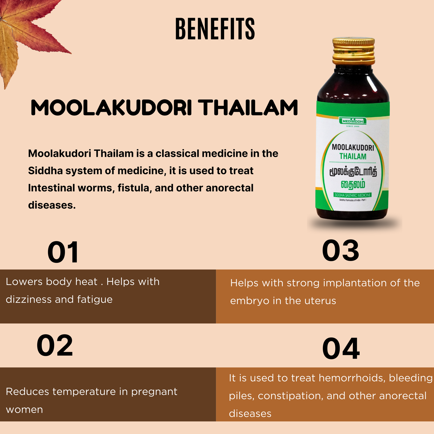 Moolakudori / moolakudara thailam