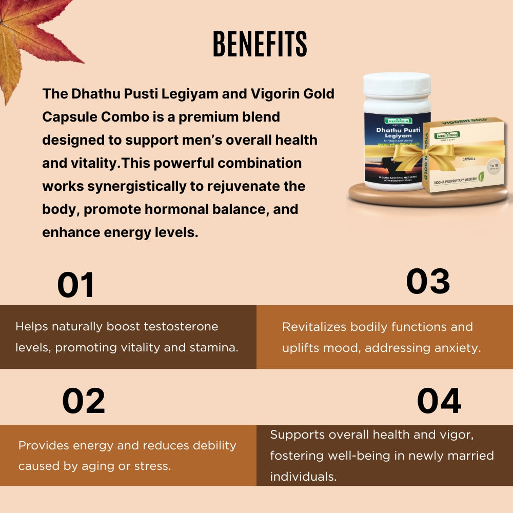 Dhathu Pusti Legiyam 200 Gms + Vigorin Gold Capsules 10 Nos - COMBO