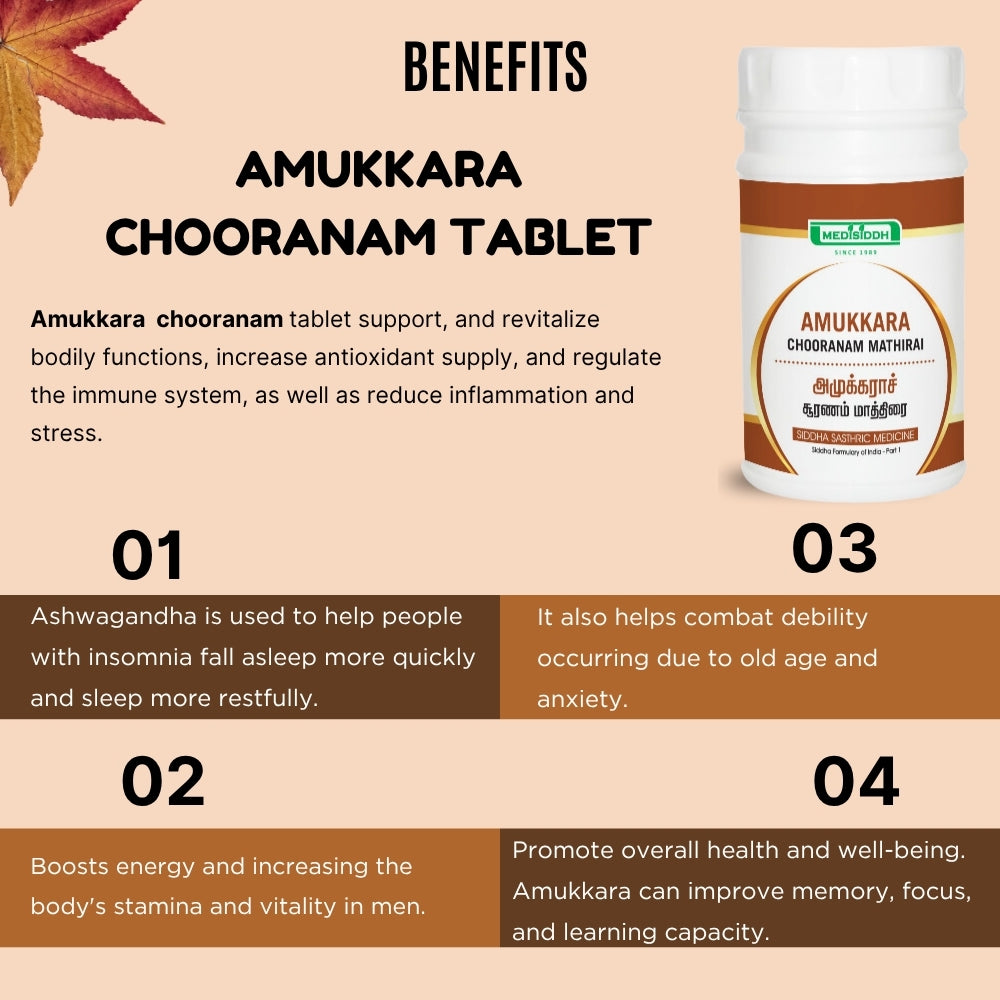 Amukkara Chooranam Tablet / Indian Ginseng tablet - Ashwagandha